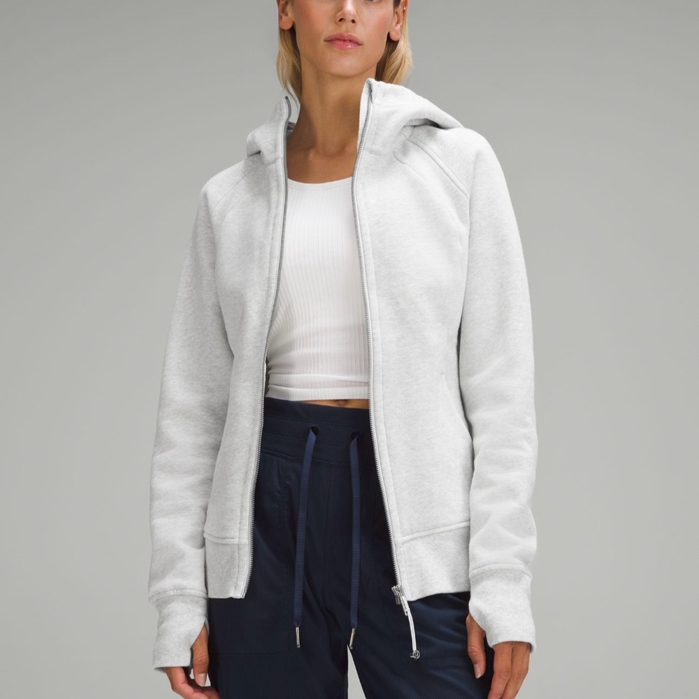 LIKE NEW Lululemon Scuba Full-Zip Hoodie Heathered Core Ultra Light Gray Size 14